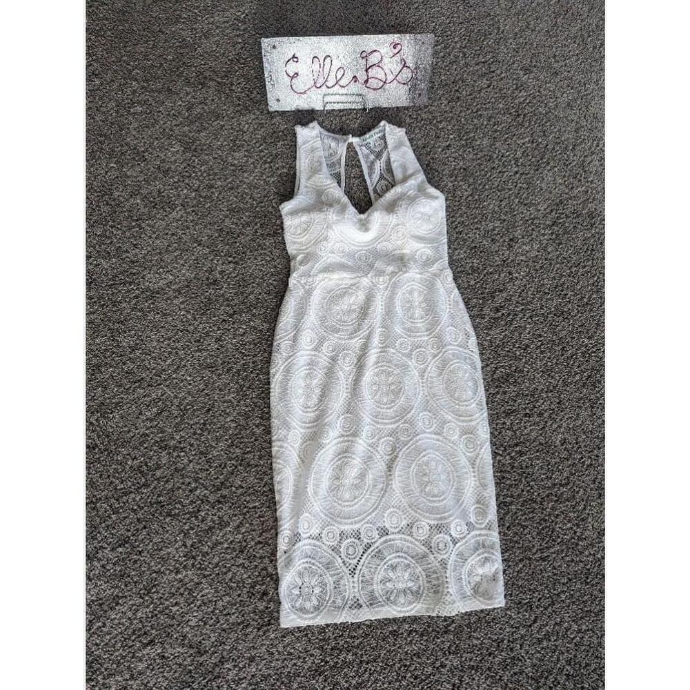 EUC Almost Famous White Lace Open Back Midi Dress S